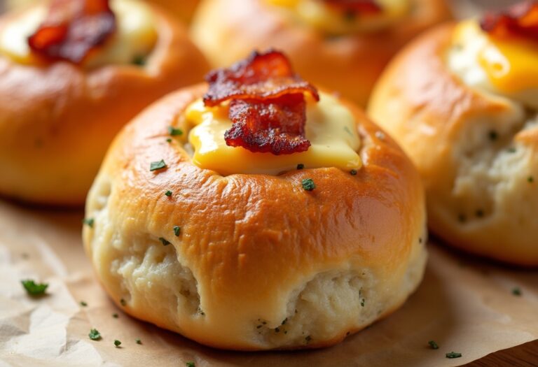 Bacon and Cheese Garlic Bread Rolls