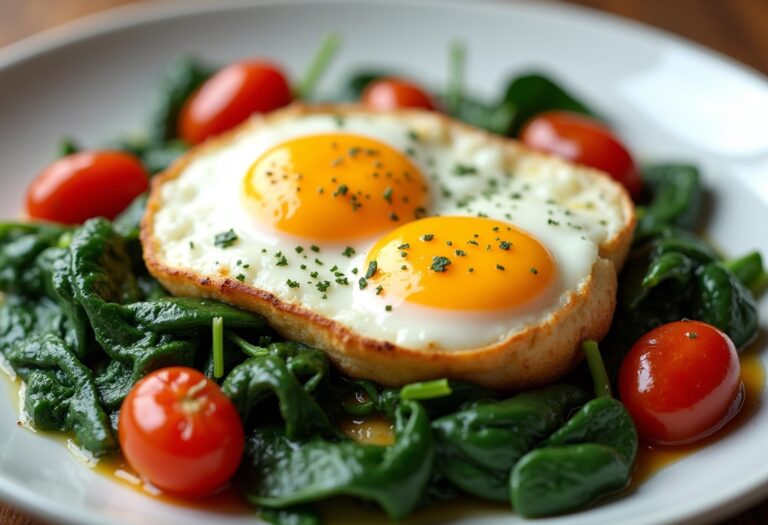 Baked Eggs with Spinach and Tomatoes