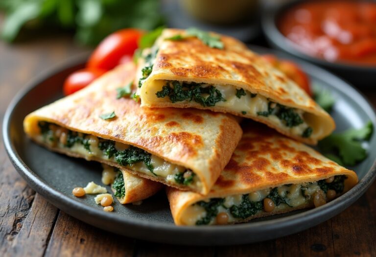 Baked Spinach and Mushroom Quesadillas